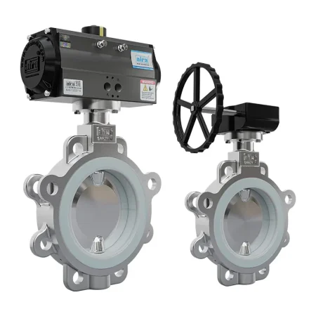 PTFE Muffler Mirror Finished Lug Type Lined Butterfly Valve